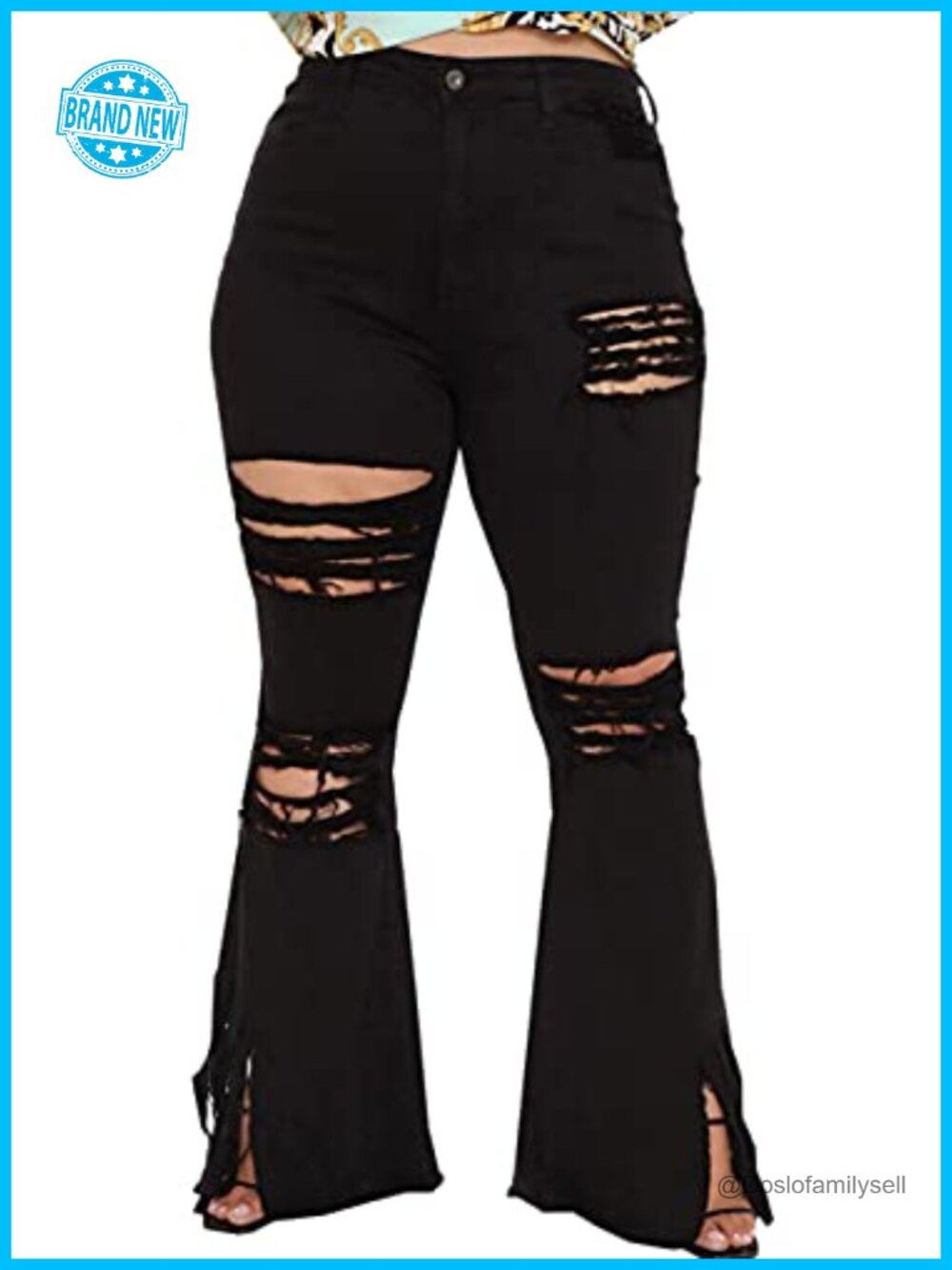 Plus Size High Waisted Bell Bottom Jeans Flared Denim Pants Stretch